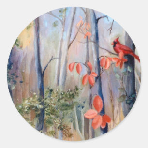 Natures Väg Kardinal Sticker Runt Klistermärke