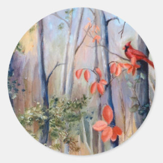 Natures Väg Kardinal Sticker Runt Klistermärke