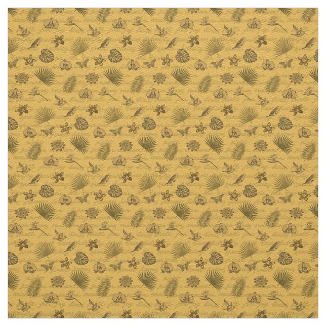 Naturfjäril från Luxury Modern Tropical Guld Tyg (Provkarta)