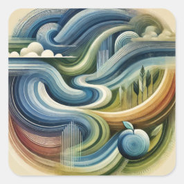 Naturflöde - Abstrakt Swirl liggande etikett