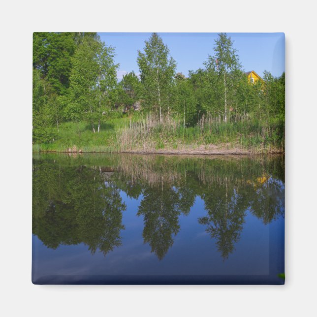 Naturfloden Träd Blue Sjö, Grönt, Vitryssland Magnet (Framsidan)