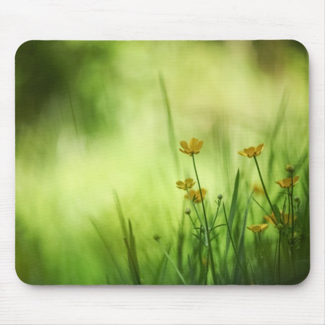 Naturfoto för grönt blommigt-knapp musmatta (Framsidan)