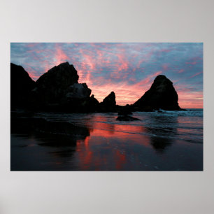 Naturfoto från Oregon Kusten Sunrise Beach Sten Poster