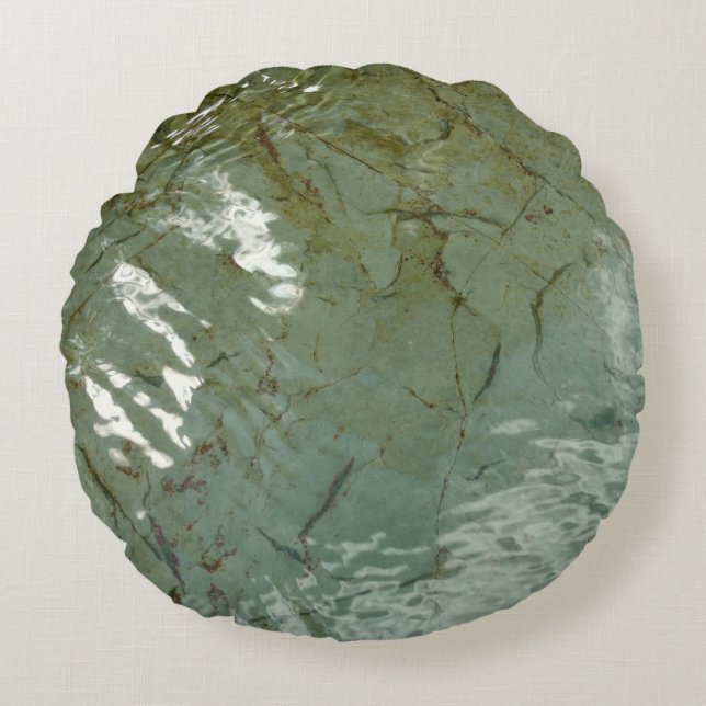 Naturfoto i Vatten-täckt Sten Rund Kudde (Framsidan)