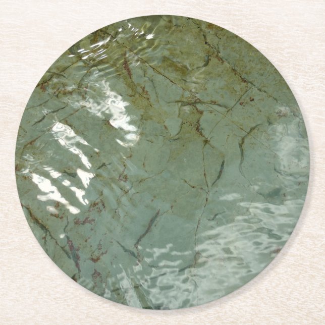 Naturfoto i Vatten-täckt Sten Underlägg Papper Rund (Framsidan)