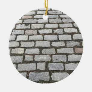 Naturfoto på Brick Cobblestone Street Pathway Julgransprydnad Keramik