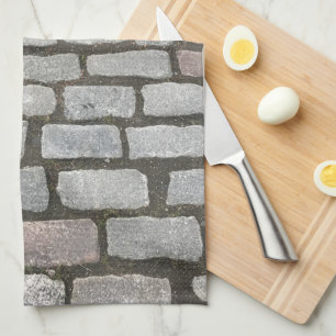 Naturfoto på Brick Cobblestone Street Pathway Kökshandduk