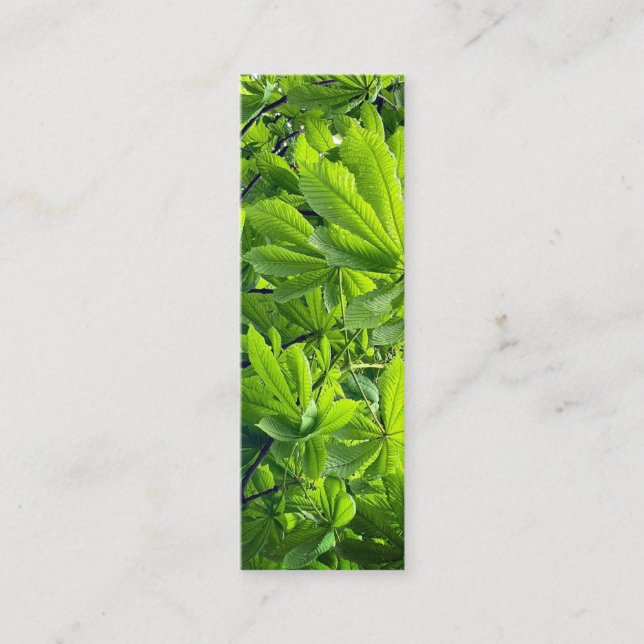 Naturfotografering Gröna blad Bokmärke Nytt blad Mini Visitkort (Framsida)