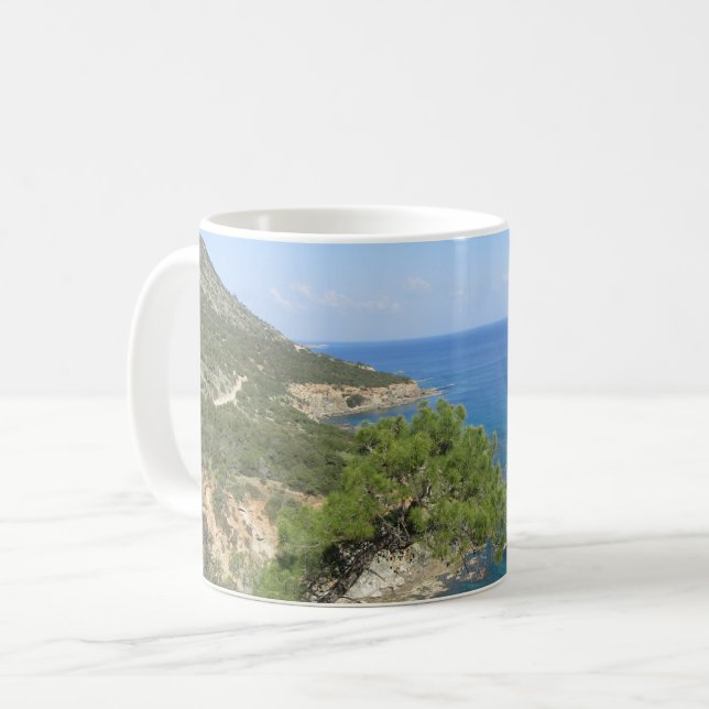Naturfotografi för Medelhavsberget och havet Kaffemugg (Framsida vänster)