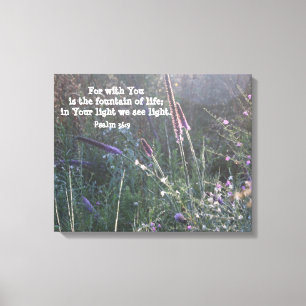 Naturfotografi med Scriptureversen (Psalm36:9) Canvastryck