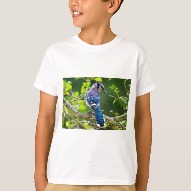 Naturfotografi Shy Blue Jay Apparel Gifts Shy Blue Tee (Framsida)