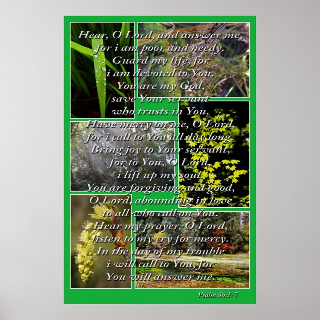 Naturfoton och psalm 86:1-7 poster (Framsidan)