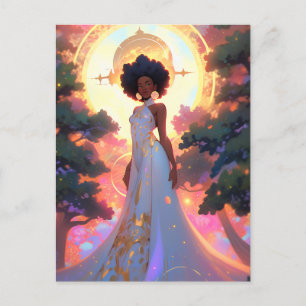 Naturgudinna afroamerikansk fantasykonst vykort