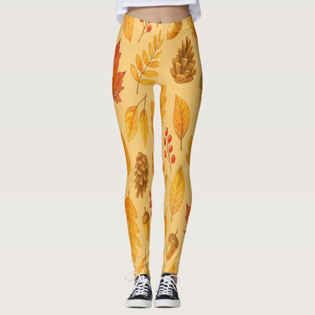 Naturhösten mönster leggings (Framsida)