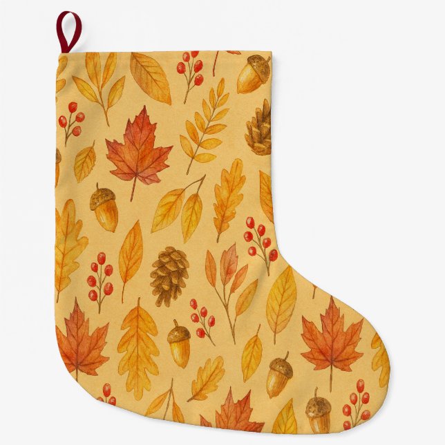 Naturhösten mönster stor julstrumpa (Framsidan)