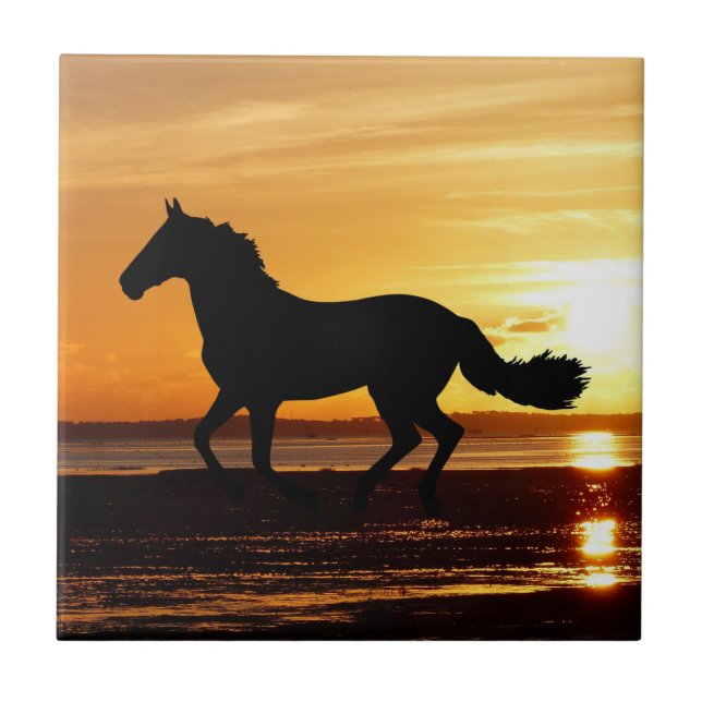 Naturinspirationer Horse Silhouetted in Sunset Kakelplatta (Framsidan)