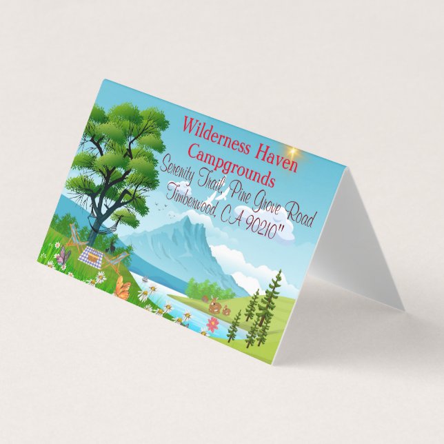 Naturinspirerad av Family Camping Summer Äventyr Visitkort (Framsida)