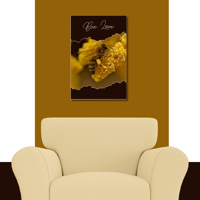 Naturinspirerad Bin Kärlek-Insekt, Gult och svart Poster (Bee Love Insect Poster)