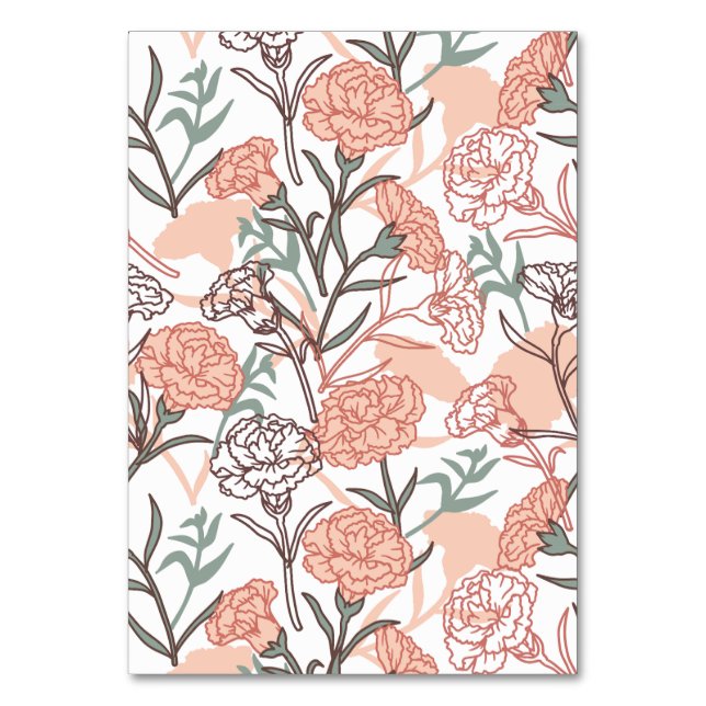 Naturinspirerad Blommigt: Carnation Flower Mönster Bordsnummer (Framsidan)