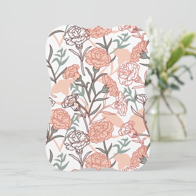 Naturinspirerad Blommigt: Carnation Flower Mönster Inbjudningar (Stående Fram)