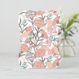 Naturinspirerad Blommigt: Carnation Flower Mönster Inbjudningar