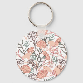 Naturinspirerad Blommigt: Carnation Flower Mönster Nyckelring