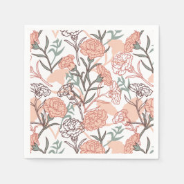 Naturinspirerad Blommigt: Carnation Flower Mönster Pappersservett