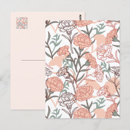 Naturinspirerad Blommigt: Carnation Flower Mönster Vykort