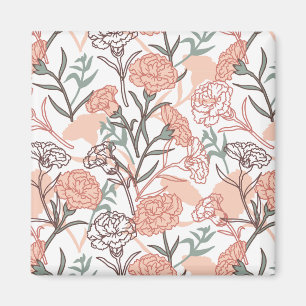 Naturinspirerad blomster: Nejlikablommuster Magnet