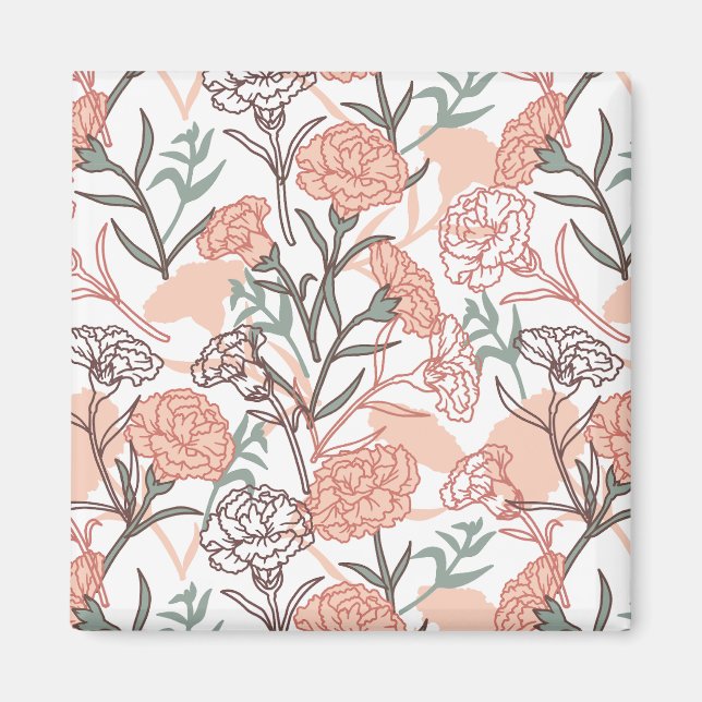 Naturinspirerad blomster: Nejlikablommuster Magnet (Framsidan)