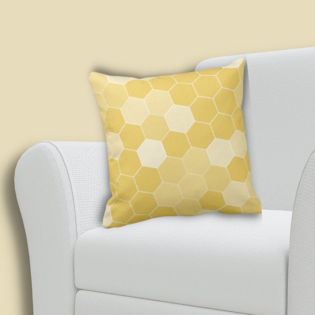 Naturinspirerad Gult Honeycomb Mönster Kudde (Nature-inspired Yellow Honeycomb Pattern Throw Pillow, Living Room
)