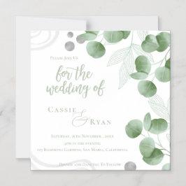 Naturinspirerad inbjudan till Eucalyptus Wedding Magnetisk Inbjudningskort