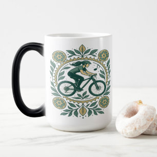 Naturinspirerad kvinnlig cyklist - Boho Biking Magisk Mugg