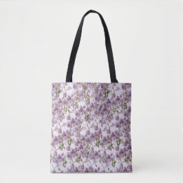 Naturinspirerad lila blomma-tote tygkasse