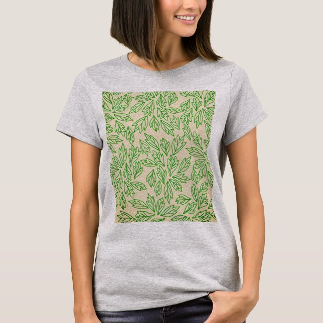 Naturinspirerad löv Mönster T-Shirt (Framsida)