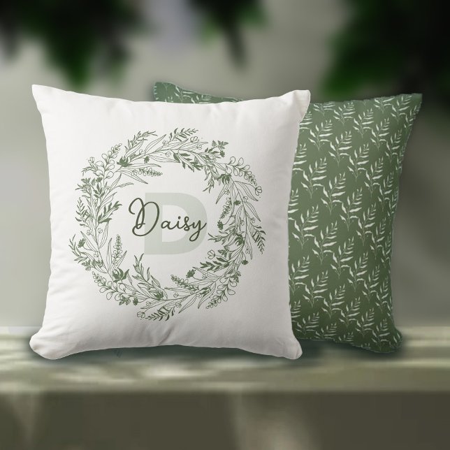 Naturinspirerad monogram D-design Kudde (Skapare uppladdad)