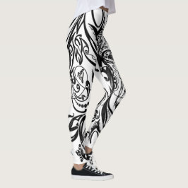 Naturinspirerad monokrom konst leggings