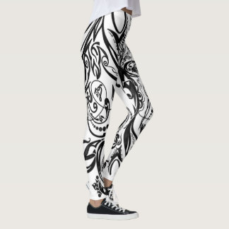 Naturinspirerad monokrom konst leggings