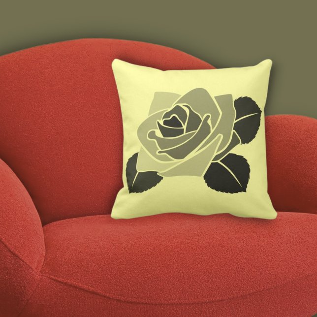 Naturinspirerad Pastel Gult Blommigt Ro Blommar Kudde (Nature-inspired Pastel Yellow Floral Rose Blossom Throw Pillow, Home & Liivng)