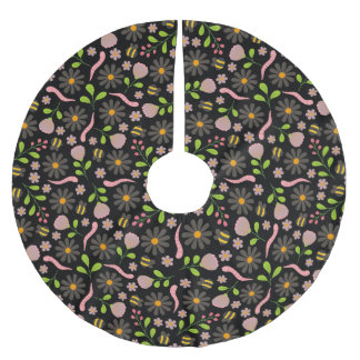 Naturinspirerade blommor och varelser julgransmatta borstad polyester