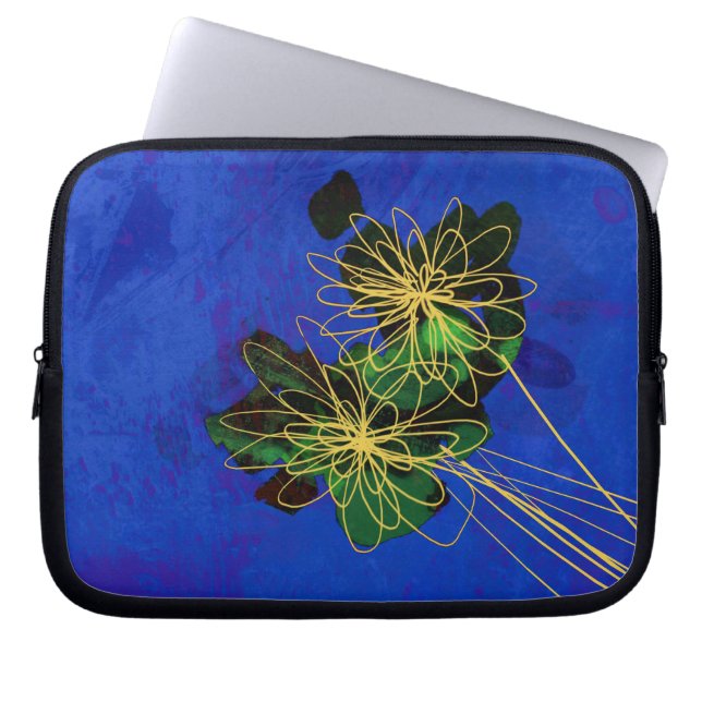 naturkonstblommor blå laptop sleeve (Framsidan)