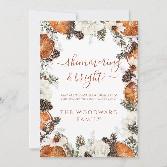 Naturkortet Rustic Helgdag Citrus Gräs Julkort (Framsida)