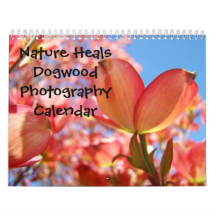 Naturläker rosa dogwood-träd Landskap Blommig Kalender