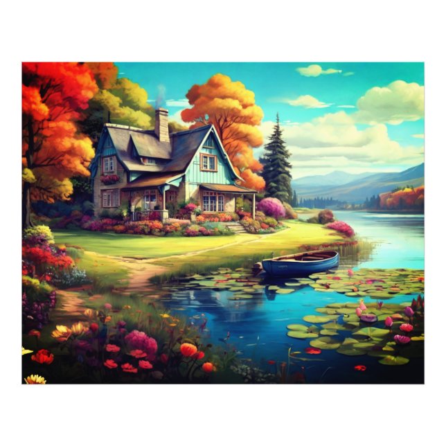 Naturlandskap med Sjö förutom bomull 4455 Fototryck (Framsidan)