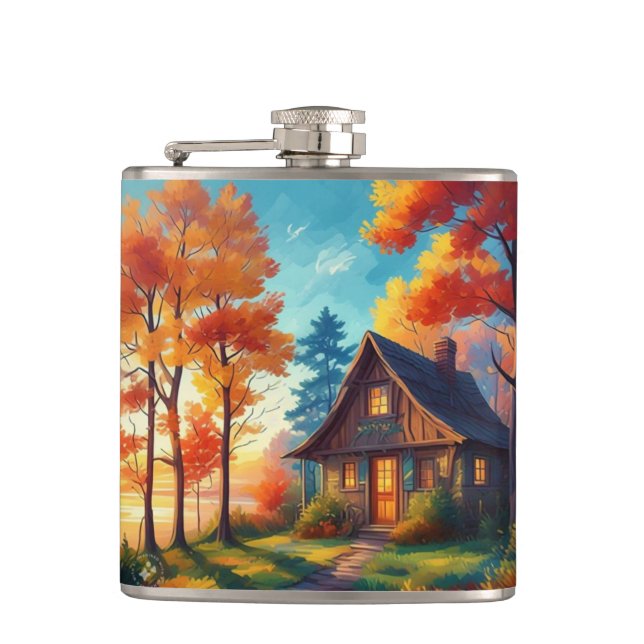 Naturlandskap med stuga i skogen fickplunta (Framsidan)