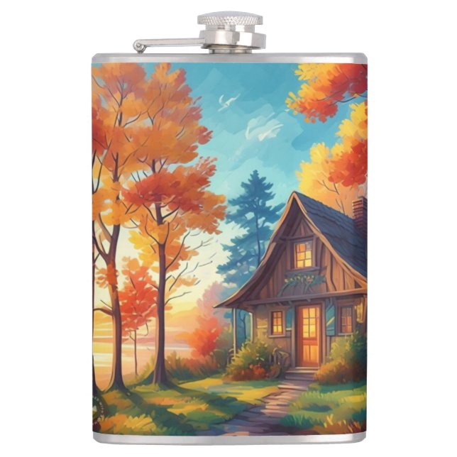 Naturlandskap med stuga i skogen fickplunta (Framsidan)