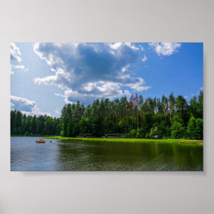 Naturlandskapet Sjö Boat Belarus Poster