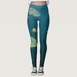 Naturlandskapet Vatten Lily Löv Pond River Legg Leggings