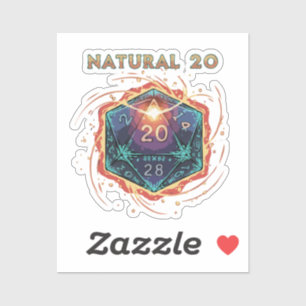 Naturlig 20 Flammande D20 Tärningar Episk D&D Kr Klistermärken
