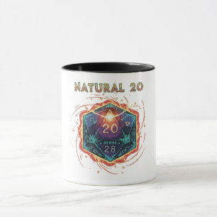 Naturlig 20 Flammande D20 Tärningar Episk D&D Kr Mugg